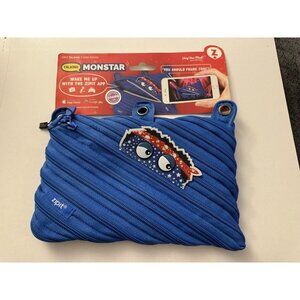 Blue Zipit Talking Monstar 3 Ring Pouch Wake It Up Pencil Holder H15
